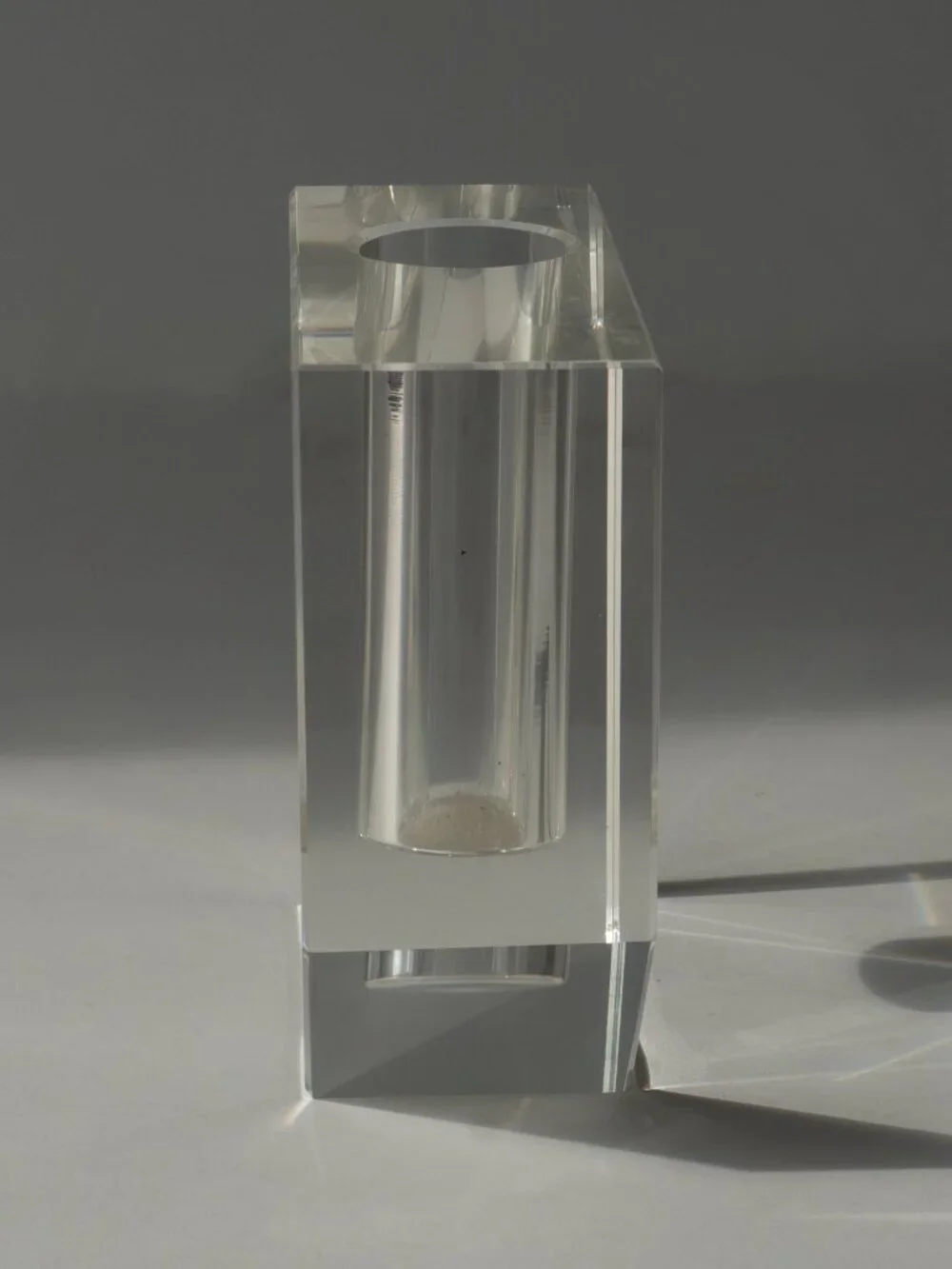 Vintage Clear Crystal Glass Bud Vase Cube Beveled 4